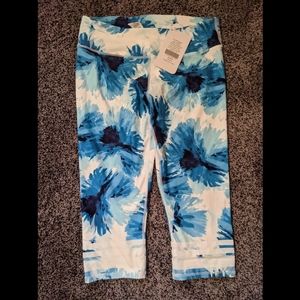 Fabletics Crop Leggings, Medium, Blue and White Floral